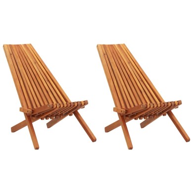 Chaises pliables d'extérieur 2 pcs Bois d'acacia solide