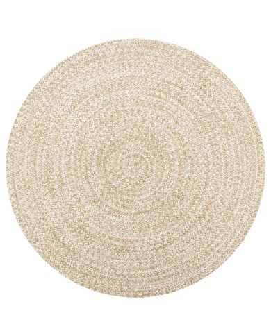 Tapis fait à la main Jute Blanc et naturel 120 cm