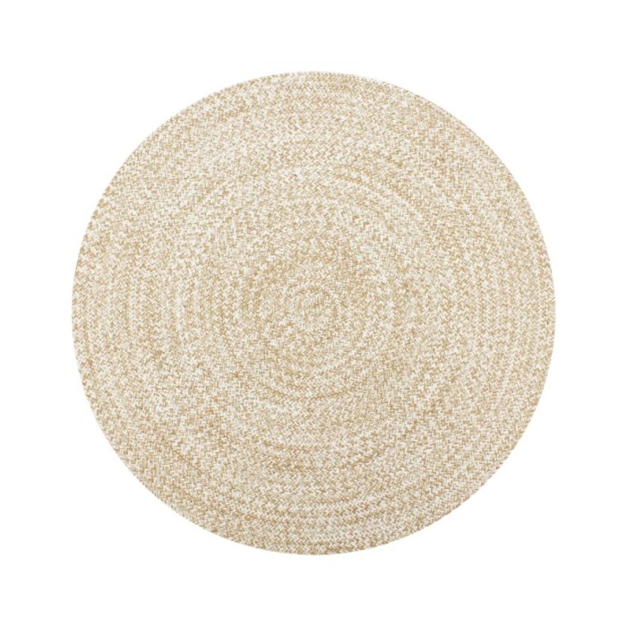 Tapis fait à la main Jute Blanc et naturel 120 cm