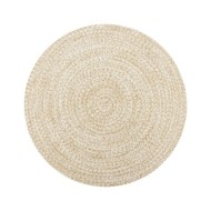 Tapis fait à la main Jute Blanc et naturel 120 cm
