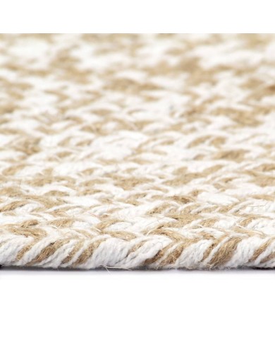 Tapis fait à la main Jute Blanc et naturel 120 cm