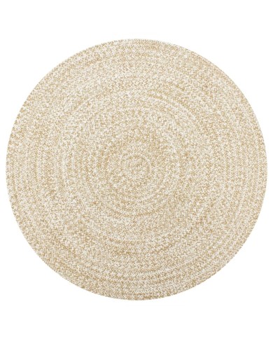 Tapis fait à la main Jute Blanc et naturel 150 cm