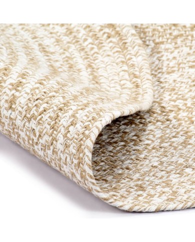 Tapis fait à la main Jute Blanc et naturel 150 cm