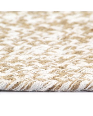 Tapis fait à la main Jute Blanc et naturel 150 cm