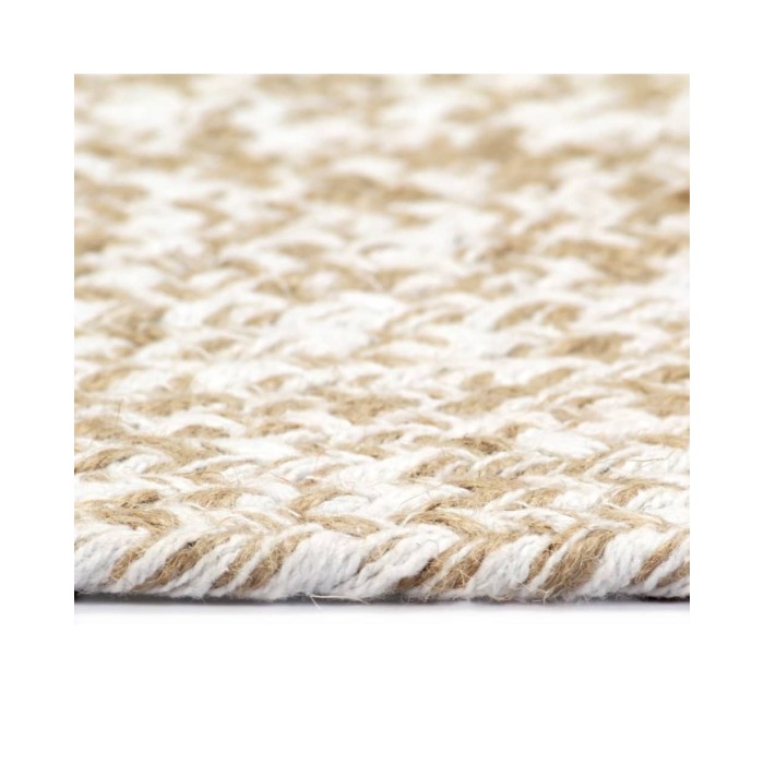 Tapis fait à la main Jute Blanc et naturel 150 cm
