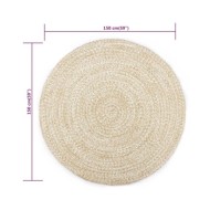 Tapis fait à la main Jute Blanc et naturel 150 cm