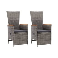 Chaise inclinable de jardin 2pc et coussins Résine tressée Gris