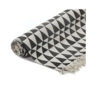 Tapis Kilim Coton 120 x 180 cm avec motif noir/blanc