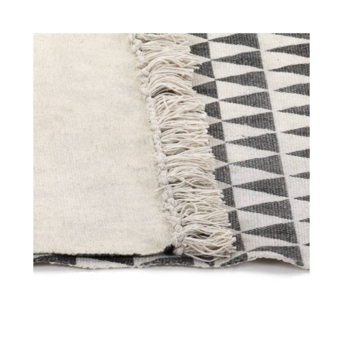 Tapis Kilim Coton 120 x 180 cm avec motif noir/blanc