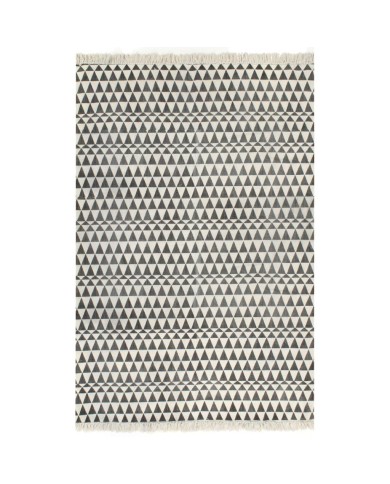 Tapis Kilim Coton 160 x 230 cm avec motif noir/blanc