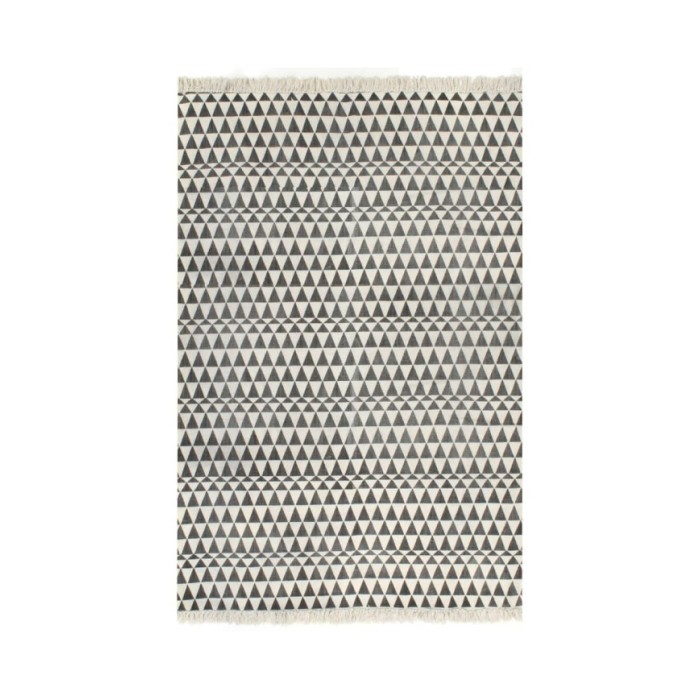 Tapis Kilim Coton 160 x 230 cm avec motif noir/blanc