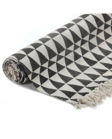 Tapis Kilim Coton 160 x 230 cm avec motif noir/blanc