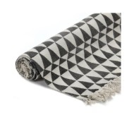 Tapis Kilim Coton 160 x 230 cm avec motif noir/blanc