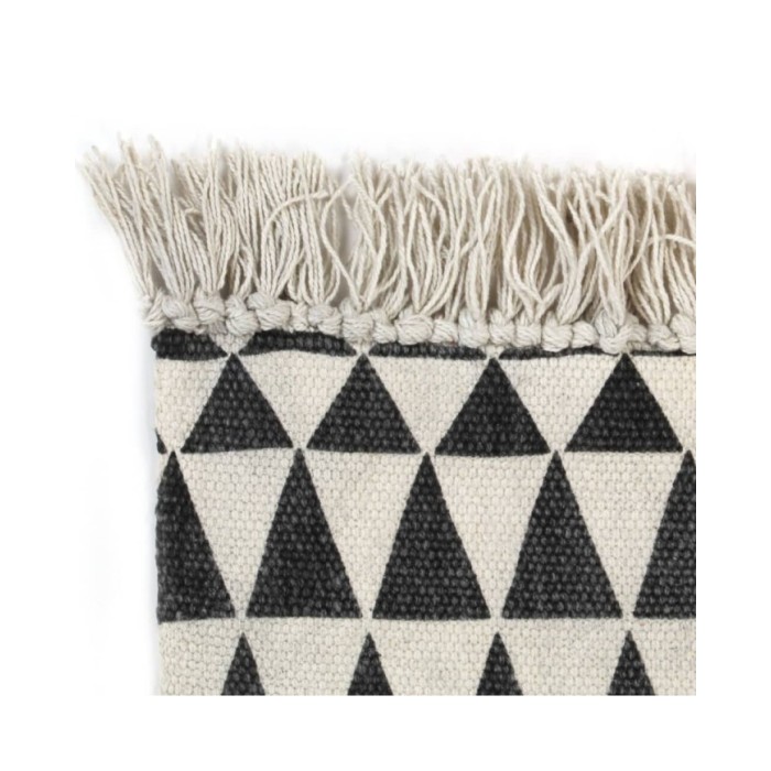 Tapis Kilim Coton 160 x 230 cm avec motif noir/blanc
