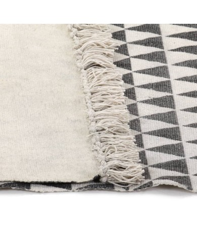 Tapis Kilim Coton 160 x 230 cm avec motif noir/blanc