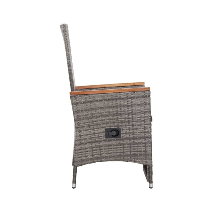 Chaise inclinable de jardin 2pc et coussins Résine tressée Gris
