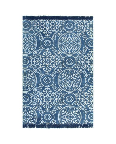 Tapis Kilim Coton 120 x 180 cm avec motif Bleu