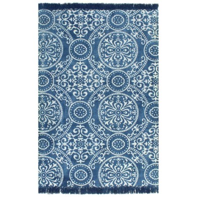 Tapis Kilim Coton 120 x 180 cm avec motif Bleu