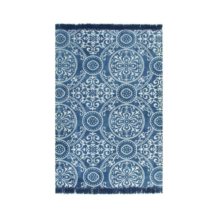 Tapis Kilim Coton 120 x 180 cm avec motif Bleu