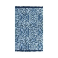 Tapis Kilim Coton 120 x 180 cm avec motif Bleu