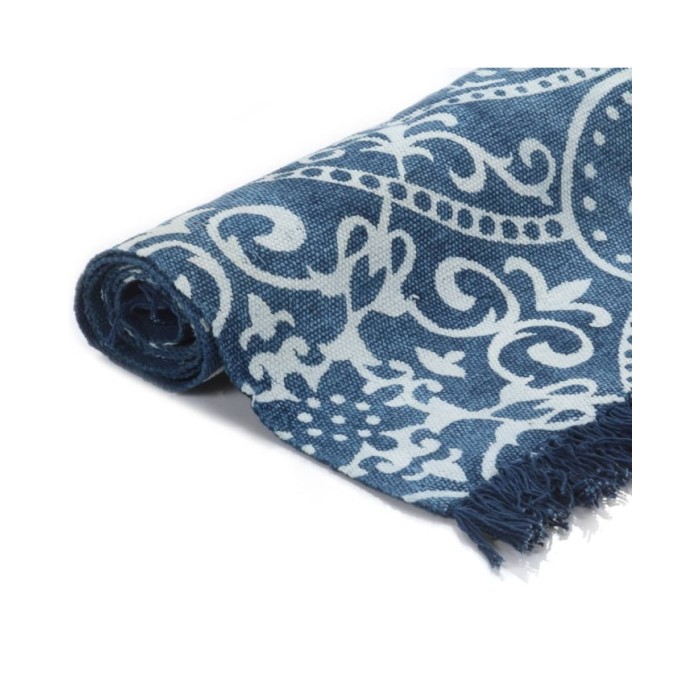 Tapis Kilim Coton 120 x 180 cm avec motif Bleu