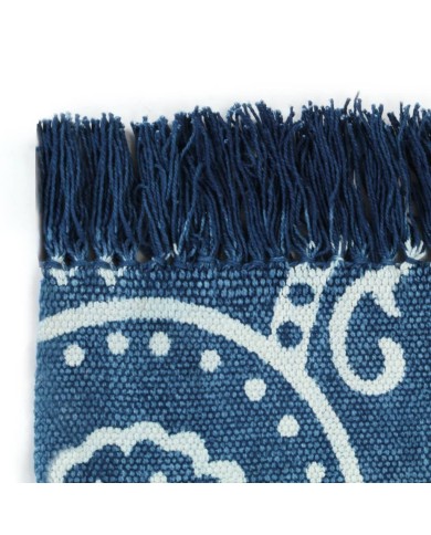 Tapis Kilim Coton 120 x 180 cm avec motif Bleu