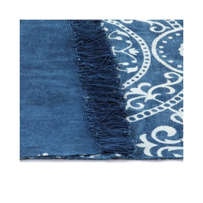 Tapis Kilim Coton 120 x 180 cm avec motif Bleu