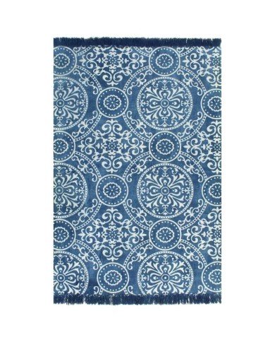 Tapis Kilim Coton 160 x 230 cm avec motif Bleu