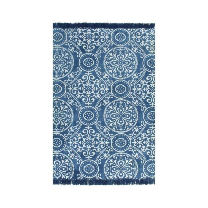 Tapis Kilim Coton 160 x 230 cm avec motif Bleu