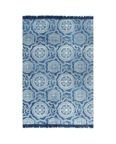 Tapis Kilim Coton 120 x 180 cm avec motif Bleu