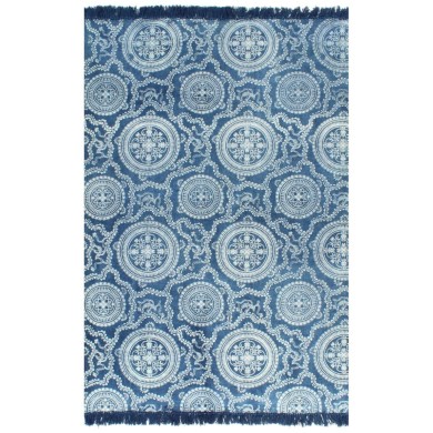 Tapis Kilim Coton 120 x 180 cm avec motif Bleu