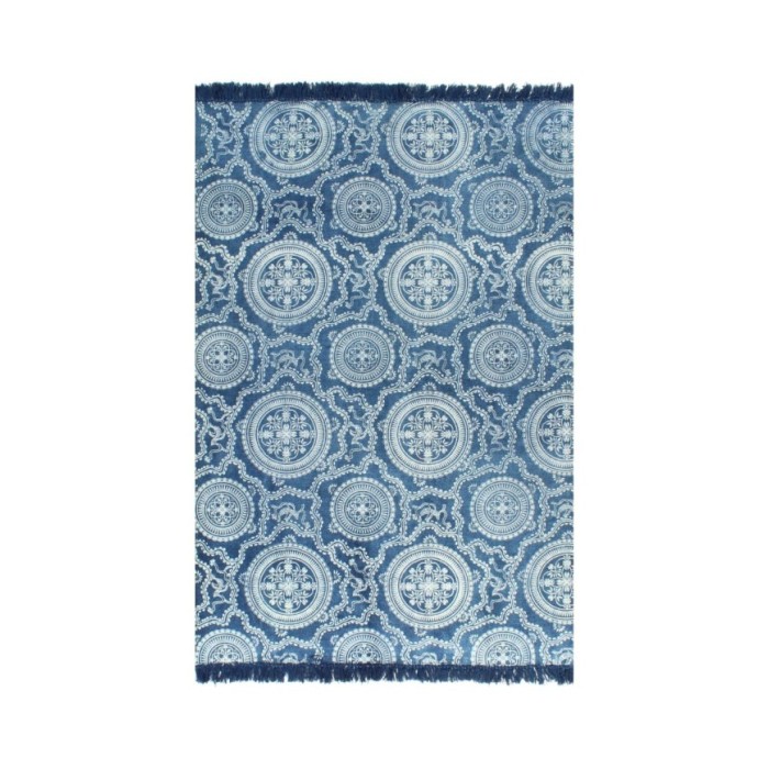 Tapis Kilim Coton 120 x 180 cm avec motif Bleu