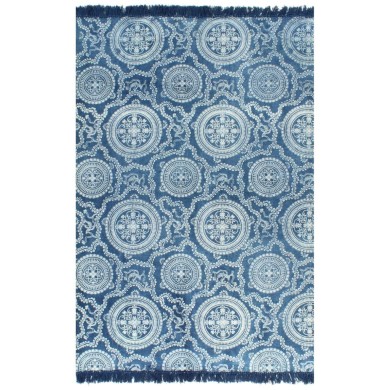 Tapis Kilim Coton 160 x 230 cm avec motif Bleu