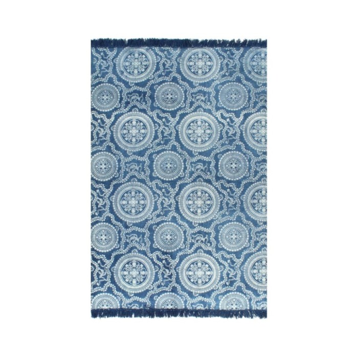 Tapis Kilim Coton 160 x 230 cm avec motif Bleu