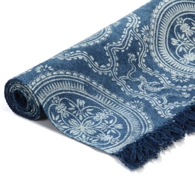 Tapis Kilim Coton 160 x 230 cm avec motif Bleu