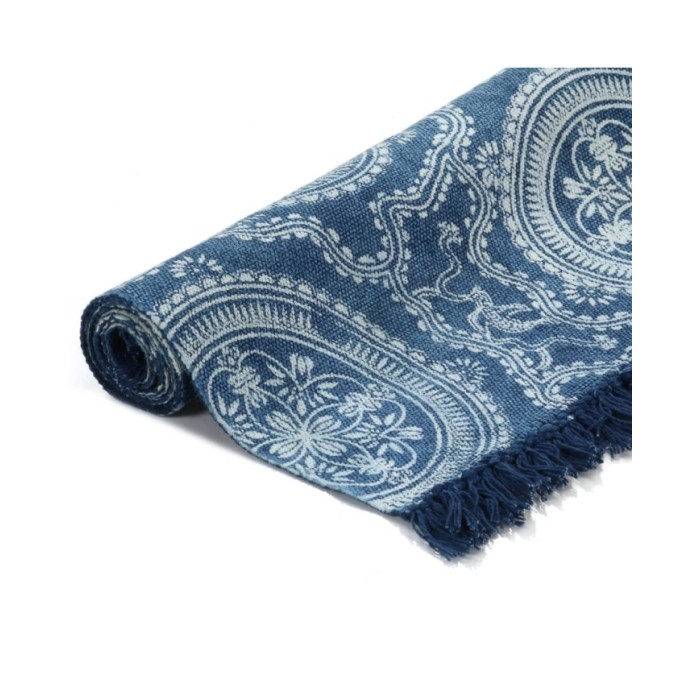 Tapis Kilim Coton 160 x 230 cm avec motif Bleu