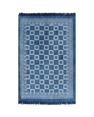 Tapis Kilim Coton 120 x 180 cm avec motif Bleu