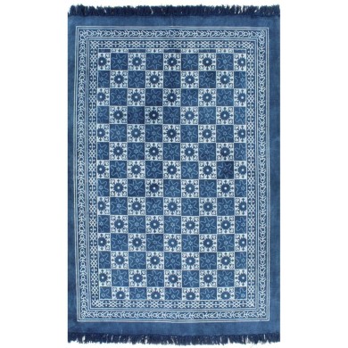 Tapis Kilim Coton 120 x 180 cm avec motif Bleu