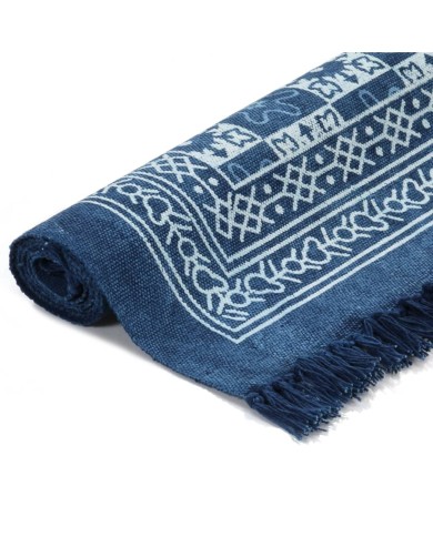 Tapis Kilim Coton 120 x 180 cm avec motif Bleu