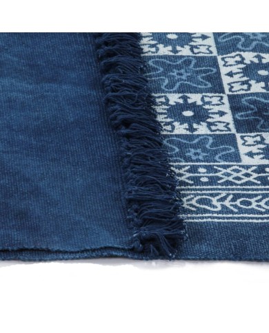 Tapis Kilim Coton 120 x 180 cm avec motif Bleu