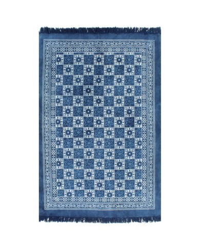 Tapis Kilim Coton 160 x 230 cm avec motif Bleu