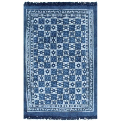 Tapis Kilim Coton 160 x 230 cm avec motif Bleu