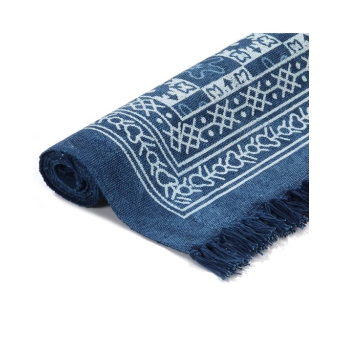 Tapis Kilim Coton 160 x 230 cm avec motif Bleu