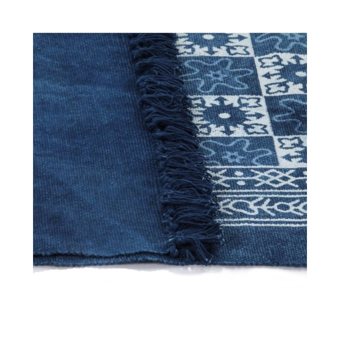 Tapis Kilim Coton 160 x 230 cm avec motif Bleu