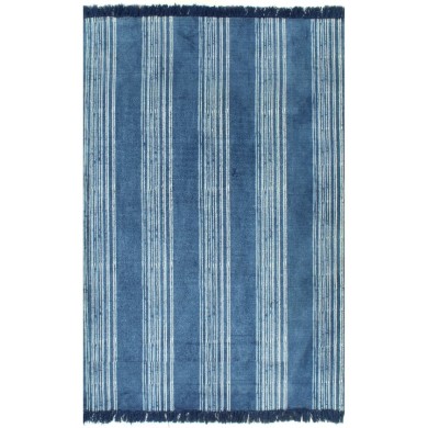 Tapis Kilim Coton 120 x 180 cm avec motif Bleu