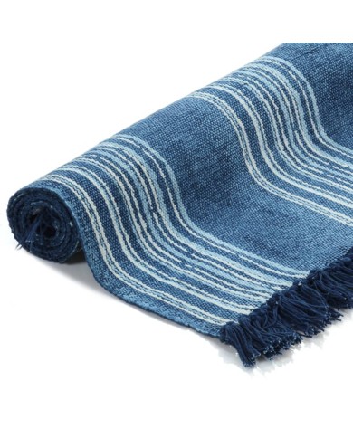 Tapis Kilim Coton 120 x 180 cm avec motif Bleu