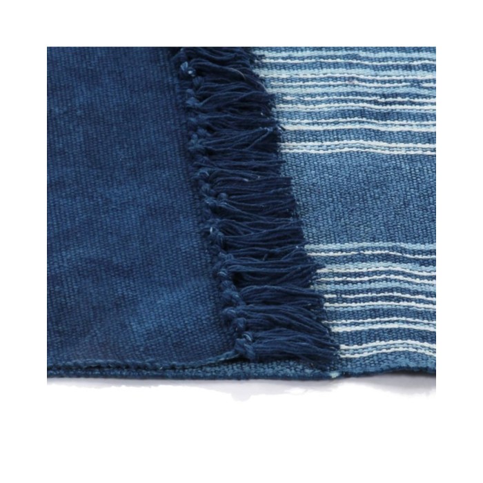 Tapis Kilim Coton 120 x 180 cm avec motif Bleu