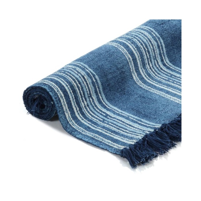 Tapis Kilim Coton 160 x 230 cm avec motif Bleu