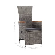 Chaise inclinable de jardin 2pc et coussins Résine tressée Gris
