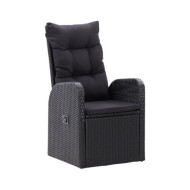 Chaise inclinable de jardin 2pc et coussins Résine tressée Noir